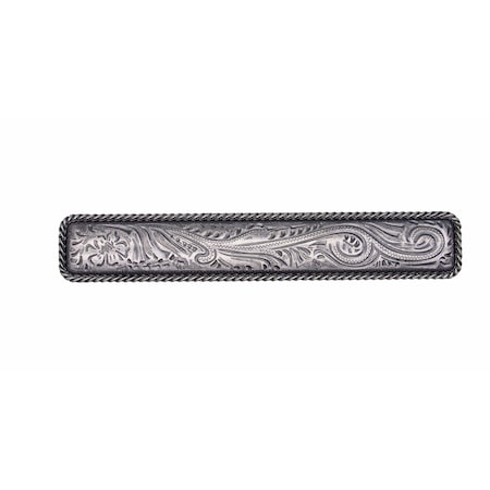 Buck Snort Distinctive Decorative Hardware Engraved Flower 3-15/16-in Center to Center Old Silver Cabinet Pull PL02365-6000